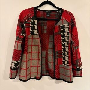 Alison Sheri cardigan open front wool blend abstract